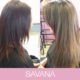 Avant-après extensions cheveux de Savana