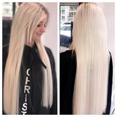 Après extensions de cheveux avant bouclage